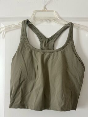 Olive Green Racerback Crop Tank Top
